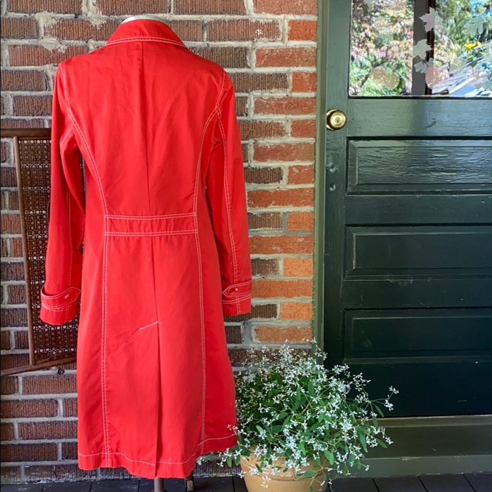 DKNY Bold Red /Orange Trench Coat - Picture 4 of 12